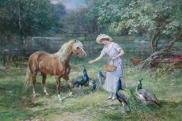 Feeding Time Oil Painting by Heywood Hardy