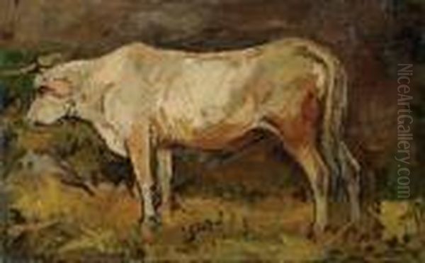 Mucca Nella Stalla Oil Painting by Giovanni Bartolena