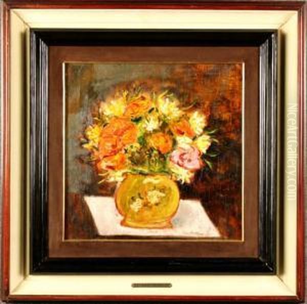 ''vaso 
Con Fiori'' Oil Painting by Giovanni Bartolena