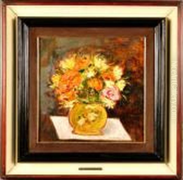 ''vaso Con Fiori'' Oil Painting by Giovanni Bartolena