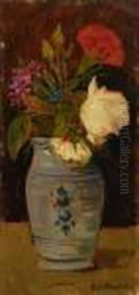 Vaso Di Fiori Oil Painting by Giovanni Bartolena