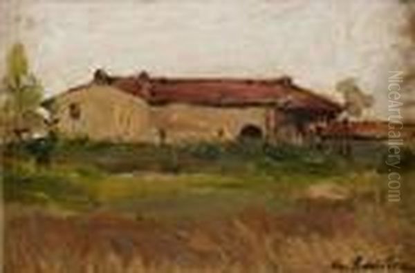 Casale Toscano Oil Painting by Giovanni Bartolena