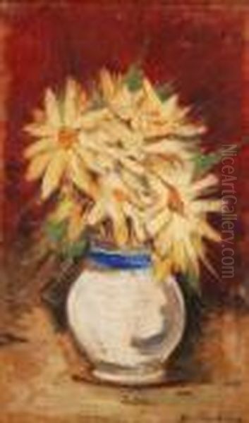 Vaso Di Fiori Oil Painting by Giovanni Bartolena