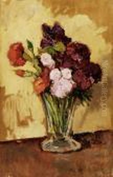 Vaso Con Fiori Oil Painting by Giovanni Bartolena