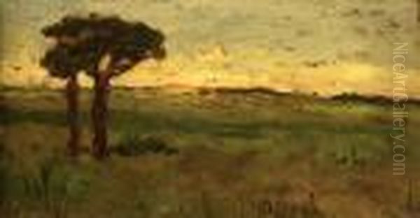 Tramonto In Campagna Oil Painting by Giovanni Bartolena