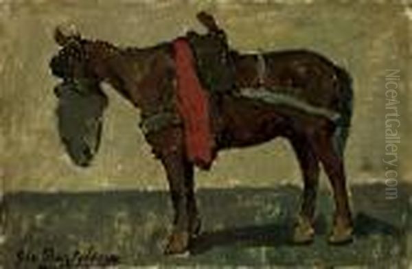 Cavallo A Riposo Oil Painting by Giovanni Bartolena