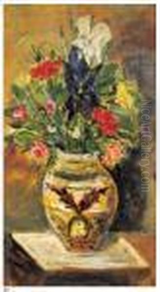 Vaso Di Fiori Oil Painting by Giovanni Bartolena