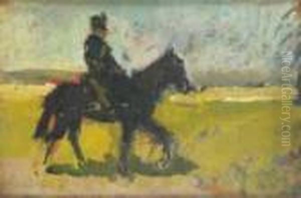 Soldato A Cavallo Oil Painting by Giovanni Bartolena