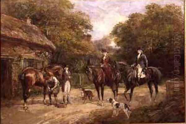 Halt at the Blacksmiths Oil Painting by Heywood Hardy