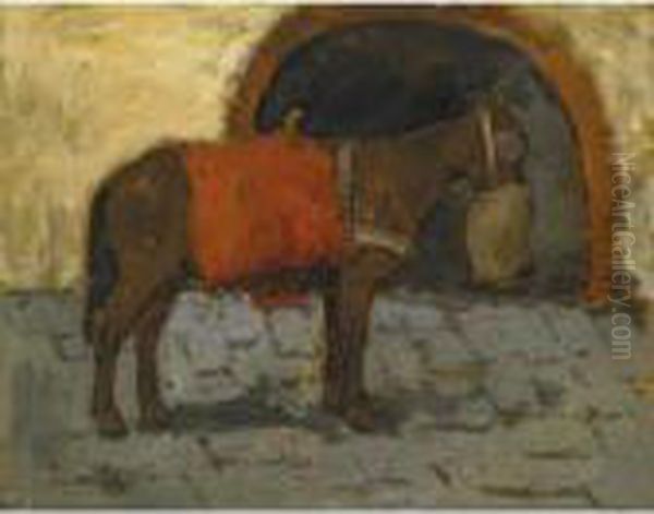 Cavallo Con La Gualdrappa Oil Painting by Giovanni Bartolena