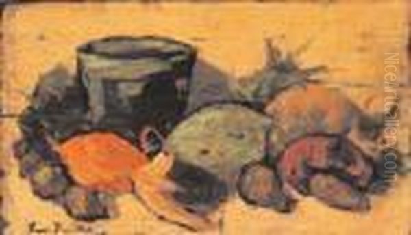 Natura Morta Di Frutta Oil Painting by Giovanni Bartolena