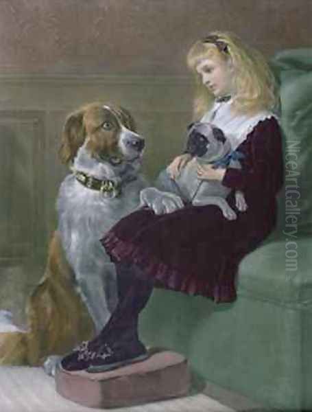 Her only Playmates Oil Painting by Heywood Hardy