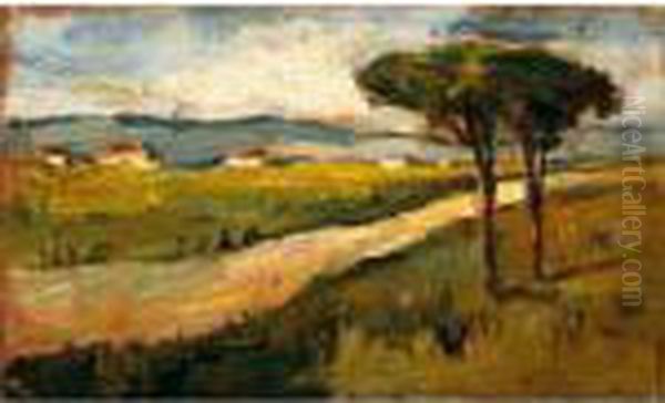 Campolecciano Oil Painting by Giovanni Bartolena