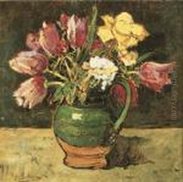 Vaso Con Fiori Oil Painting by Giovanni Bartolena