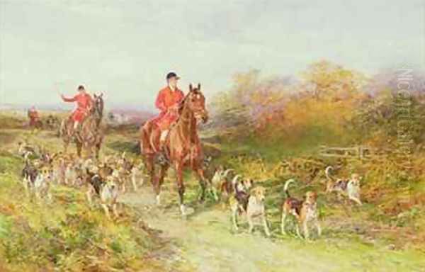 Hunting Scene Oil Painting by Heywood Hardy