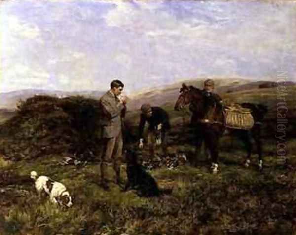 Grouse Shooting Oil Painting by Heywood Hardy