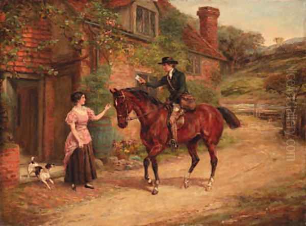 The Postman Oil Painting by Heywood Hardy