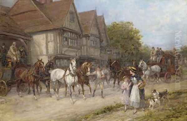 A Busy Day by The Swan Oil Painting by Heywood Hardy