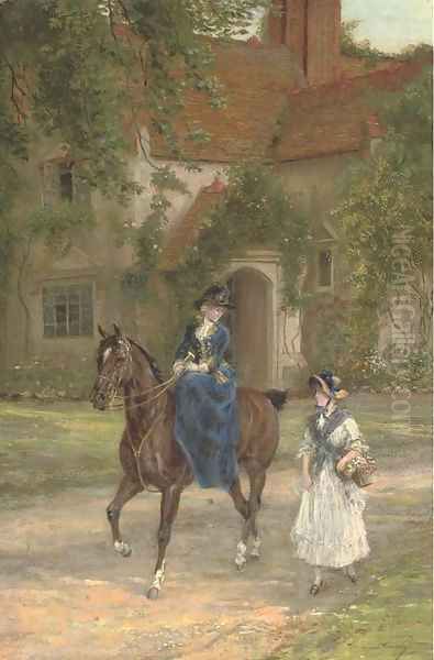 A mistress with her maid Oil Painting by Heywood Hardy