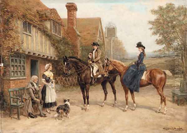 Outside the Inn Oil Painting by Heywood Hardy