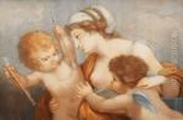 After. [cupid Refusing Love To Desire] Oil Painting by Francesco Bartolozzi