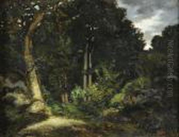 Foret De Fontainebleau, La Reine Blanche Oil Painting by Antoine-louis Barye