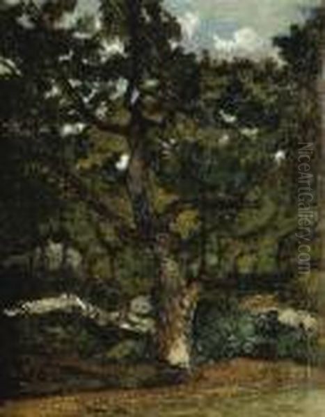 Vue De La Foret De Fontainebleau Oil Painting by Antoine-louis Barye