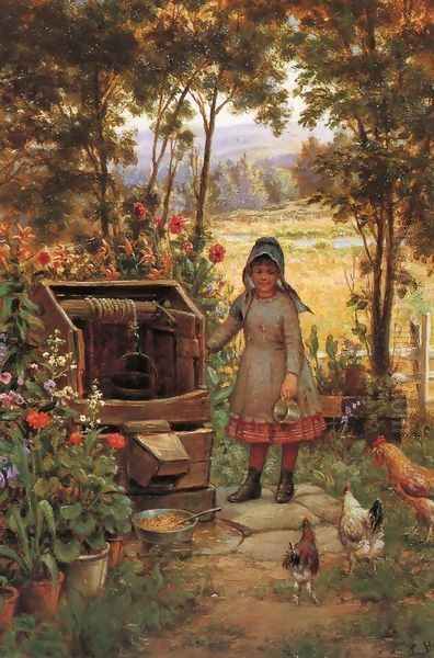 The Little Flower Girl Oil Painting by Edward Lamson Henry