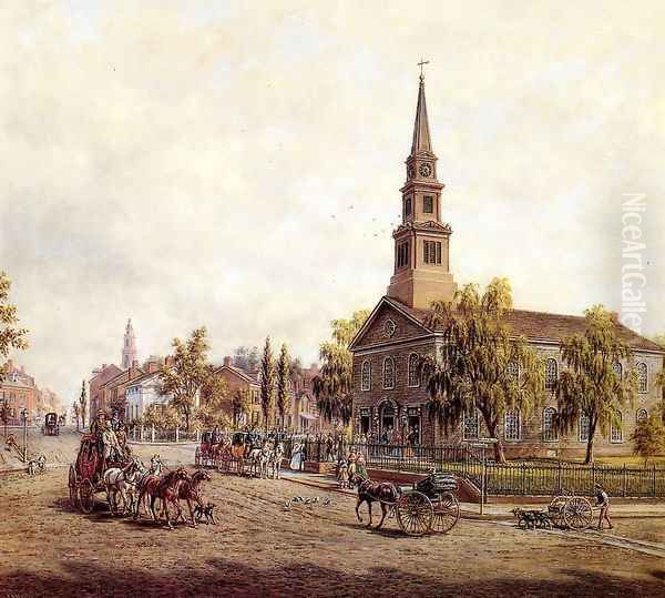 St. Mark's in the Bowery in the Early Forties Oil Painting by Edward Lamson Henry