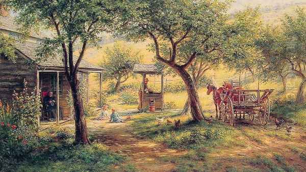 Stopping to Water His Horses Oil Painting by Edward Lamson Henry