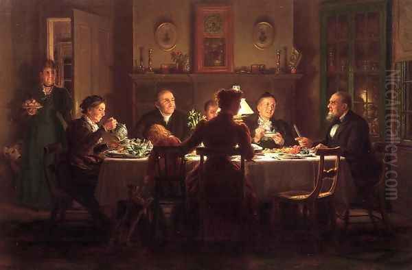 Village Squire Entertaining the New Minister Oil Painting by Edward Lamson Henry