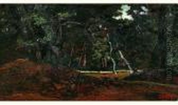 La Foret De Fontainebleau Oil Painting by Antoine-louis Barye