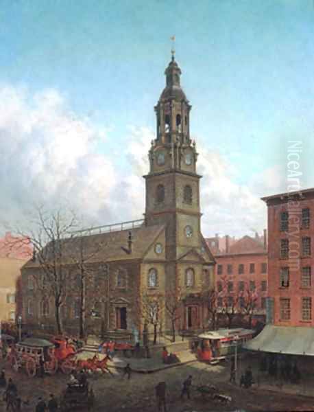 The North Dutch Church Fulton and William Streets New York 1869 Oil Painting by Edward Lamson Henry