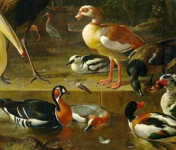 The Floating Feather [detail #1] Oil Painting by Melchior de Hondecoeter