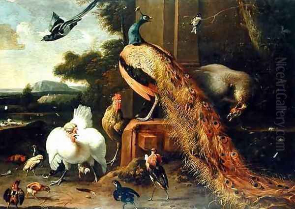 Revolt in the Poultry Coup Oil Painting by Melchior de Hondecoeter