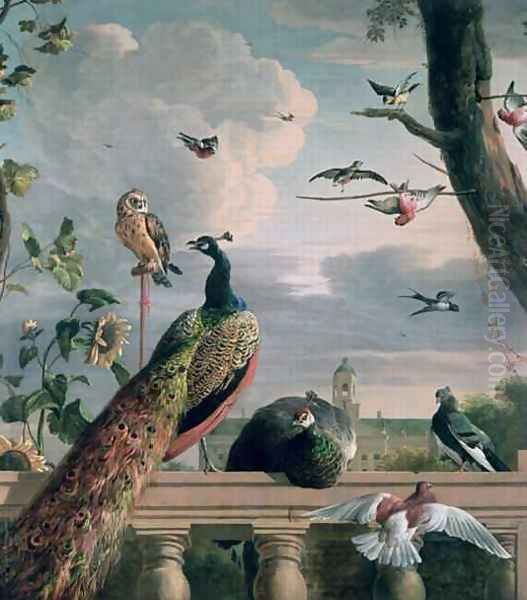 Palace of Amsterdam with Exotic Birds Oil Painting by Melchior de Hondecoeter