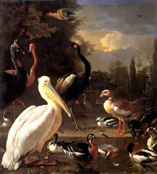 The Floating Feather Oil Painting by Melchior de Hondecoeter