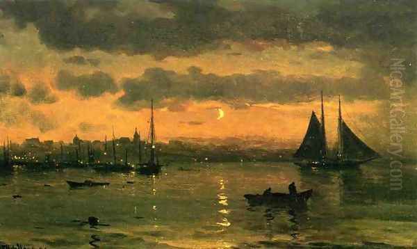 New Bedford Harbor Oil Painting by Mauritz F. H. de Haas