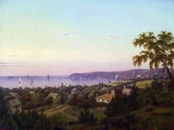 View of Irvington Looking toward Tarrytown, New York Oil Painting by Mauritz F. H. de Haas