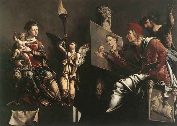 St Luke Painting the Virgin and Child 1532 Oil Painting by Maerten van Heemskerck