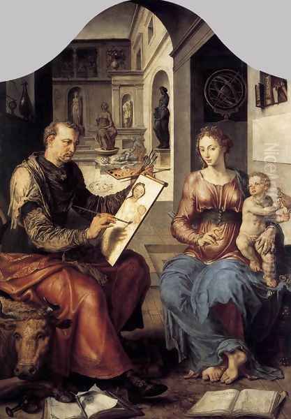 St Luke Painting the Virgin 1550-53 Oil Painting by Maerten van Heemskerck