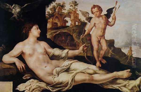 Venus and Cupid 1545 Oil Painting by Maerten van Heemskerck