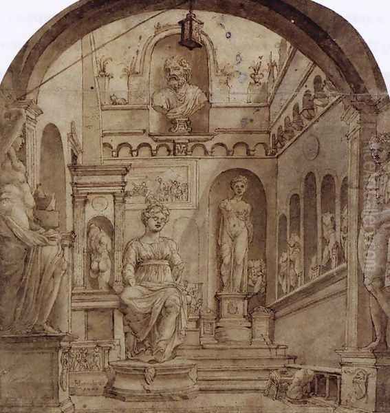 Sculpture Court of the Casa Sassi in Rome 1532-37 Oil Painting by Maerten van Heemskerck