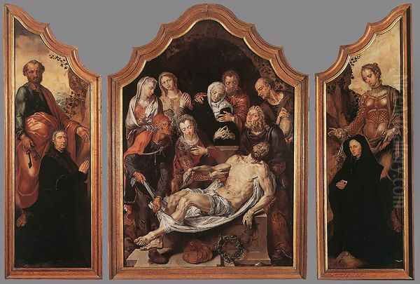 Triptych of the Entombment 1559-60 Oil Painting by Maerten van Heemskerck