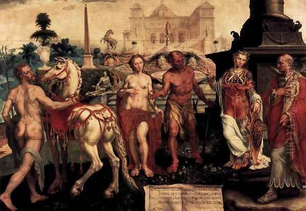 Momus Criticizes the Gods' Creations Oil Painting by Maerten van Heemskerck