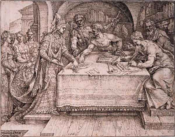 Jezebel sealing the forged Letters Oil Painting by Maerten van Heemskerck