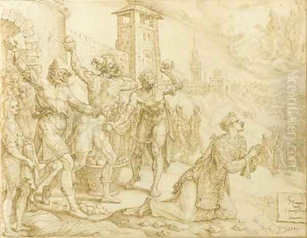 The Stoning of Saint Stephen (Acts 755-69) Oil Painting by Maerten van Heemskerck