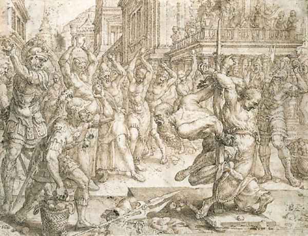 The Stoning of the Elders, from the Story of Susanna Oil Painting by Maerten van Heemskerck