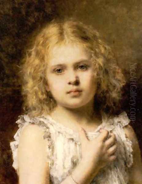 A Young Beauty Oil Painting by Alexei Alexeivich Harlamoff