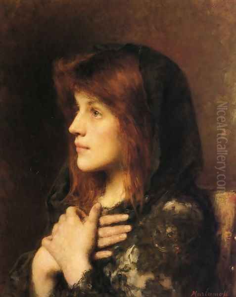 Contemplation 2 Oil Painting by Alexei Alexeivich Harlamoff